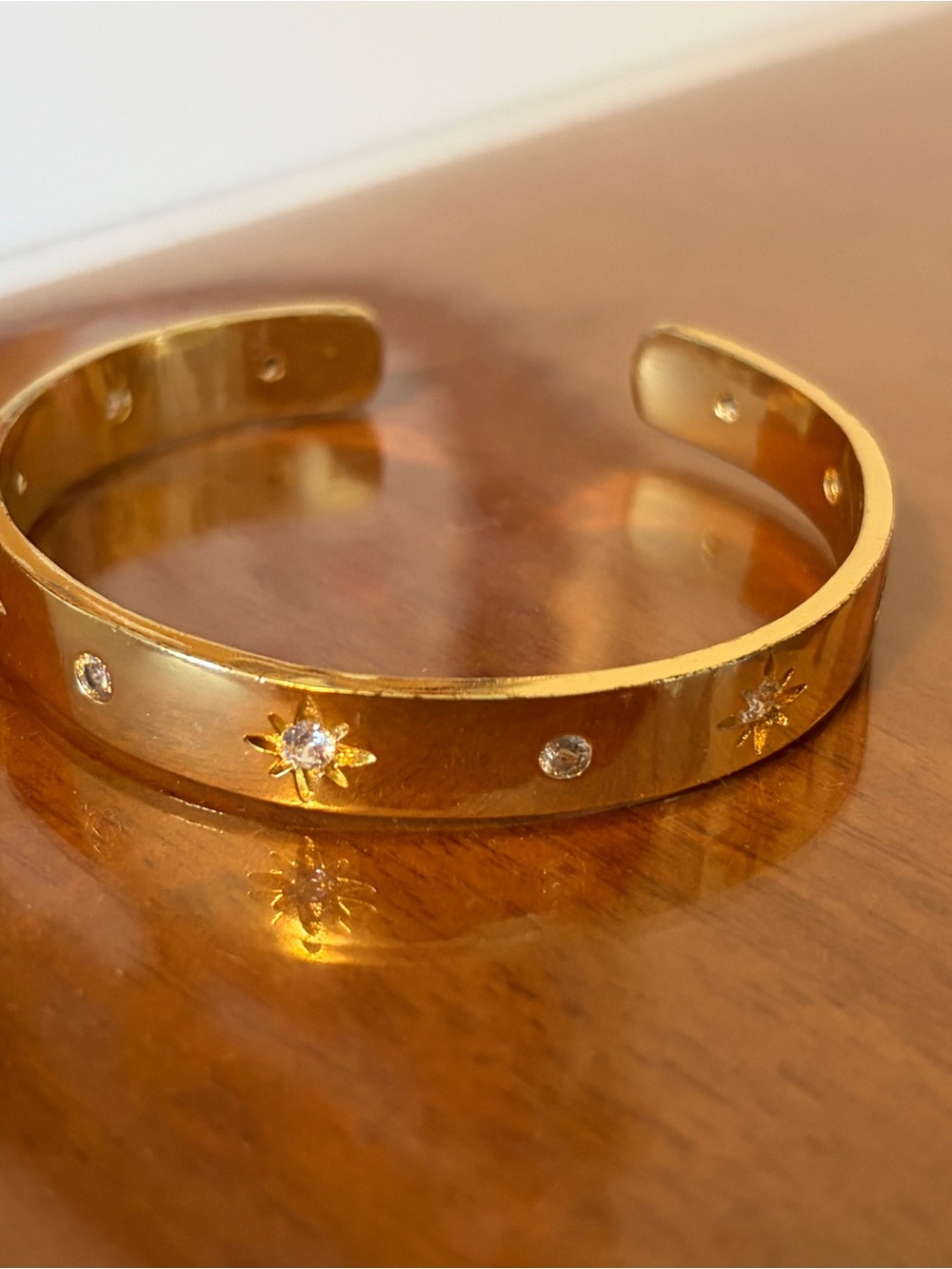 Celestial Gold-plated Star Adjustable Bangle Cuff Bracelet - Women Jewelry